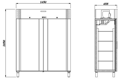 Холодильный шкаф Полюс Carboma R V F 1120 1400 чертеж