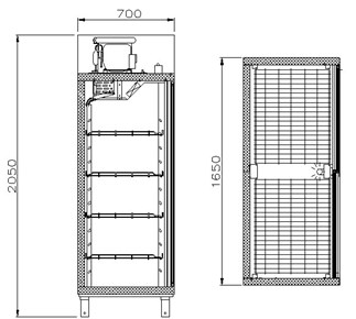 Холодильный шкаф Полюс Carboma R V 1400К (купе) чертеж