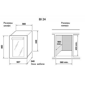 Холодильный шкаф Indel B BUILT-IN 24 HOME PLUS чертеж