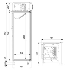 Холодильный шкаф Polair Standard DM105-S ВЕРСИЯ 2.0 чертеж